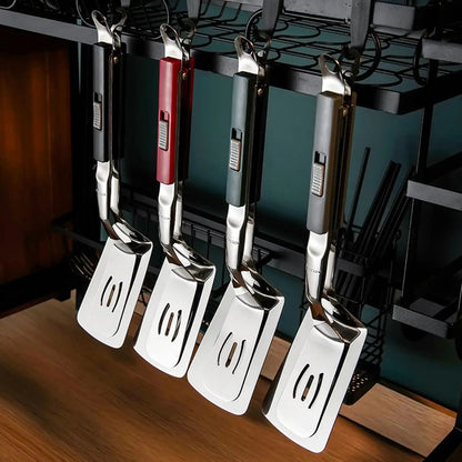 Premium Stainless Steel Slotted Spatula Tongs  Ideal For Grilling Fish Steaks Burgers And Eggs 3