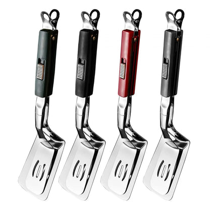 Premium Stainless Steel Slotted Spatula Tongs  Ideal For Grilling Fish Steaks Burgers And Eggs 4