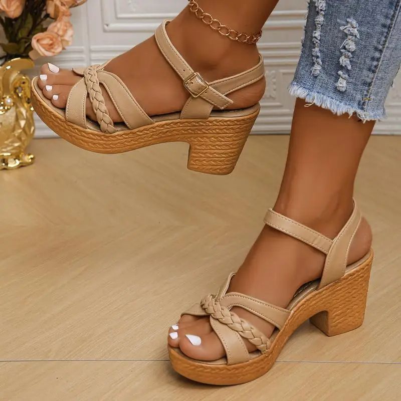 Summer Platform Sandals with Ankle Strap  Open Toe Design 123