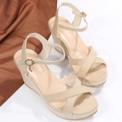 Platform Heel with Criss Cross Straps  Open Toe Design 9