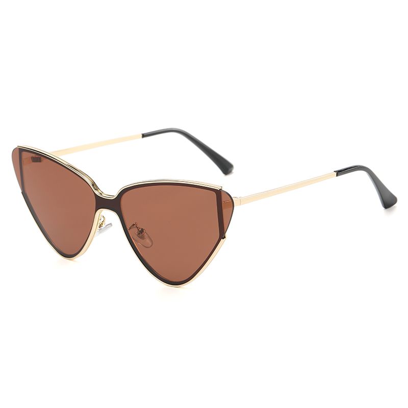 Luxury Metal Punk Cat Eye Sunglasses for Women  Men Trendy Gold Black Eyewear