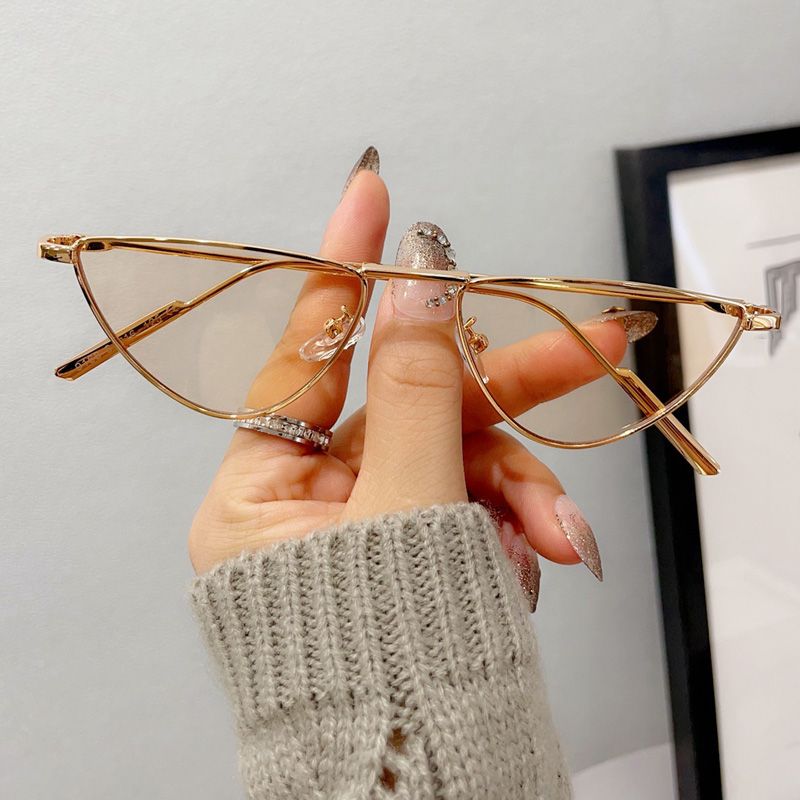 Fashion Metal Small Cat Eye Sunglasses For WomenTrendy Punk Style With Clear Ocean Lens Hip Hop Sha 10