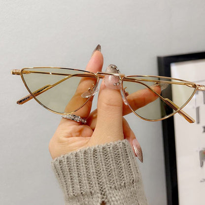 Fashion Metal Small Cat Eye Sunglasses For WomenTrendy Punk Style With Clear Ocean Lens Hip Hop Sha 11
