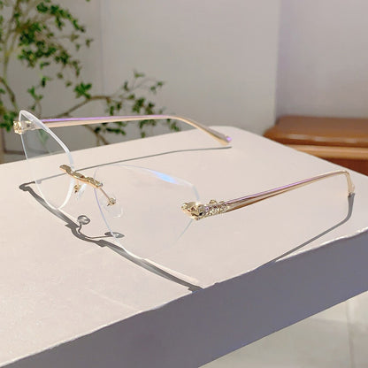 Vintage Rimless Triangle Cat Eye Sunglasses Luxury Designer Sun Glasses for Women  Men