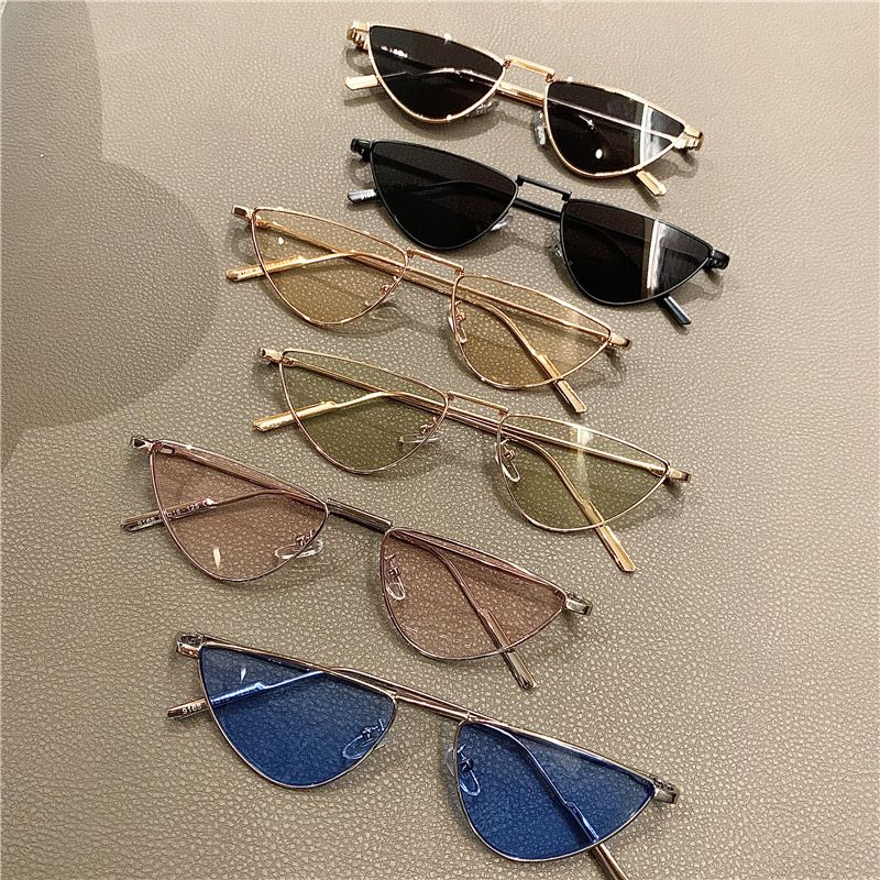 Fashion Metal Small Cat Eye Sunglasses For WomenTrendy Punk Style With Clear Ocean Lens Hip Hop Sha 6