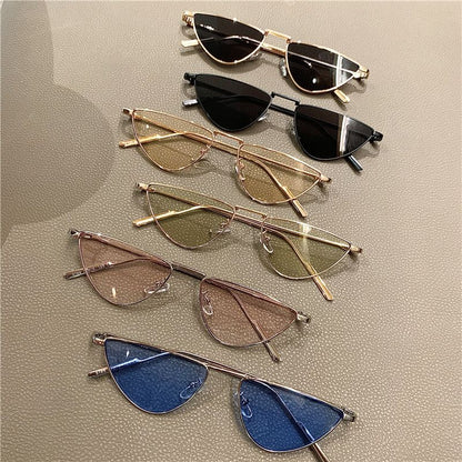Fashion Metal Small Cat Eye Sunglasses For WomenTrendy Punk Style With Clear Ocean Lens Hip Hop Sha 6