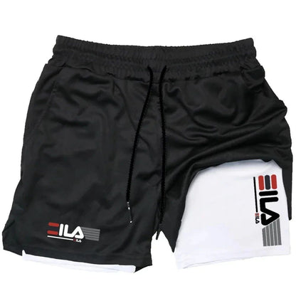 DoubleLayer Men Sportswear Shorts Casual Breathable and Quick Drying for Running  Swimming