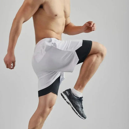 Double Layer Men Sportswear Shorts Casual Breathable and Quick Drying for Running & Swimming