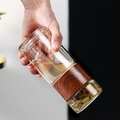 High Quality Double Glass Water Bottle with Case Tea Infuser Tumbler for Eco Conscious Drinkware