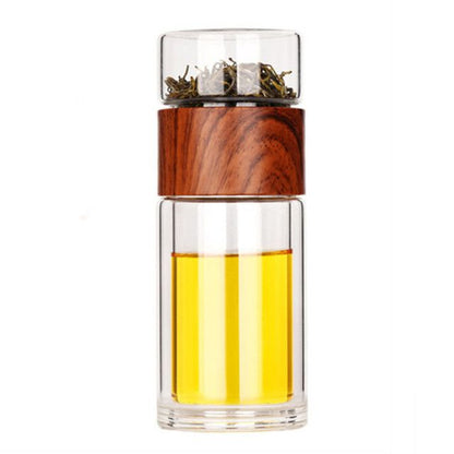 High Quality Double Glass Water Bottle with Case Tea Infuser Tumbler for Eco Conscious Drinkware