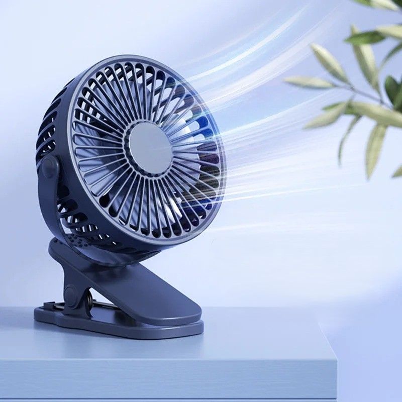 USB Rechargeable Clip-On Mini Desk Fan with 360° Rotation