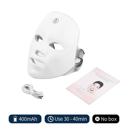 Rechargeable Facial LED Mask For Acne Wrinkle Removal  Skin Brightening 7 Color LED Photon Therapy  2