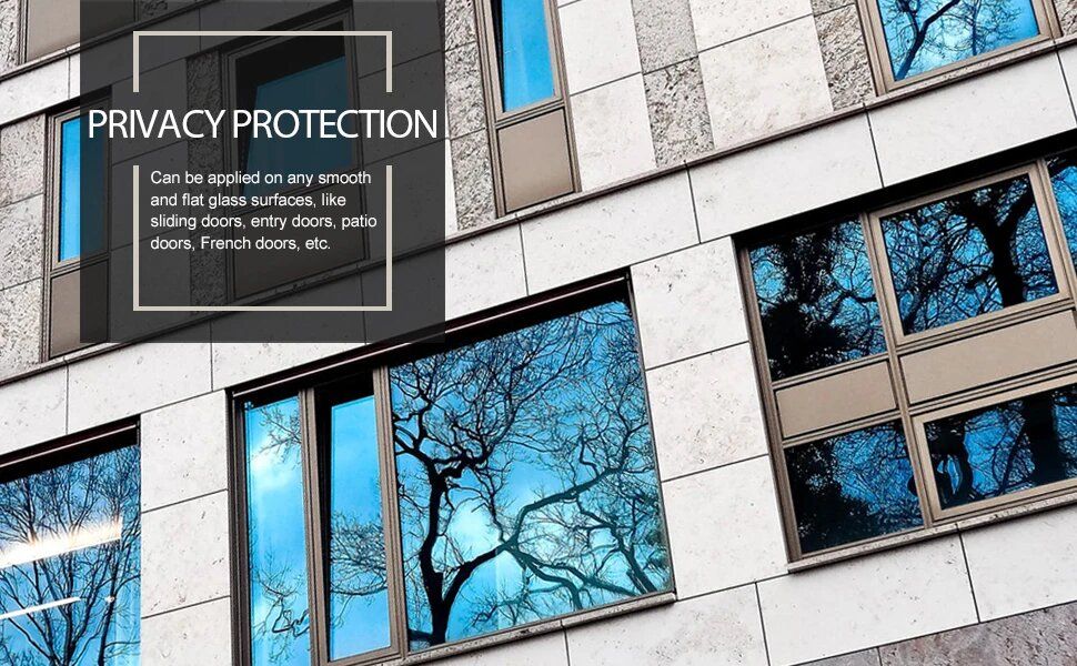 Privacy Window Tint Film One Way Mirror Glass Sticker Reflective Sun Blocking Film For Heat Control 2