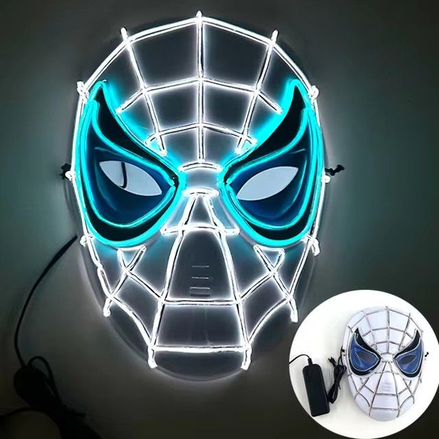 Cosplay Spider Full Face Mask with LED Lights Halloween Disguise Mask for Parties  Carnivals