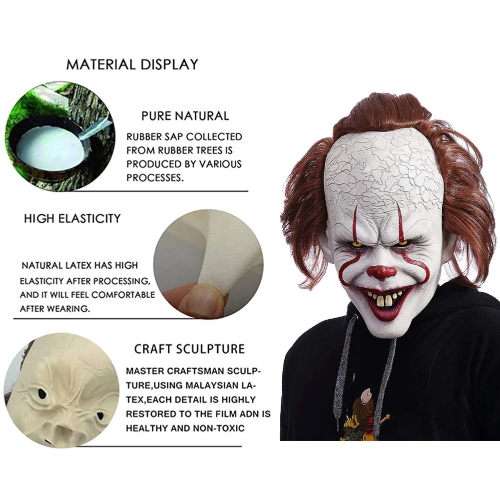 Luminescent Stephen Halloween Mask Realistic LED Clown Mask for Halloween  Carnival