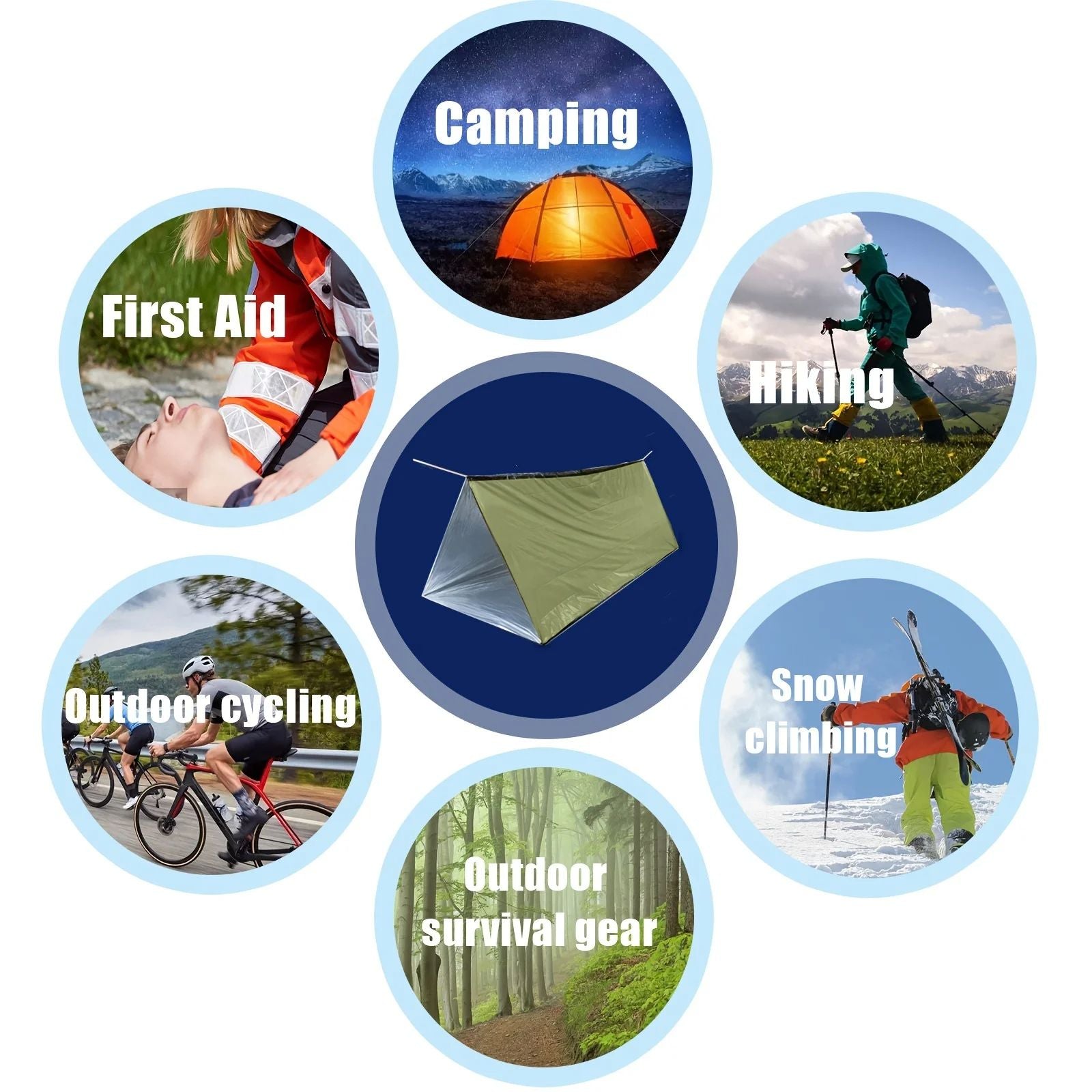 Portable Waterproof Emergency Survival Sleeping Bag Mylar Tube Tent Kit With Thermal Blanket 2