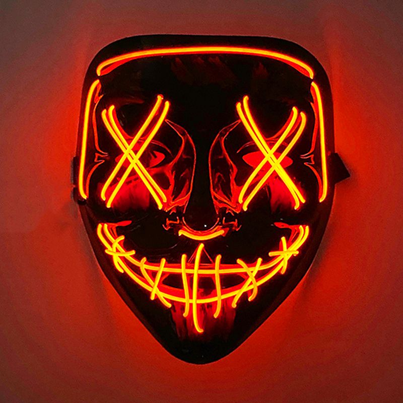Glowing LED Mask with Neon Light Wireless Festival Costume Supplies for Halloween  Carnival