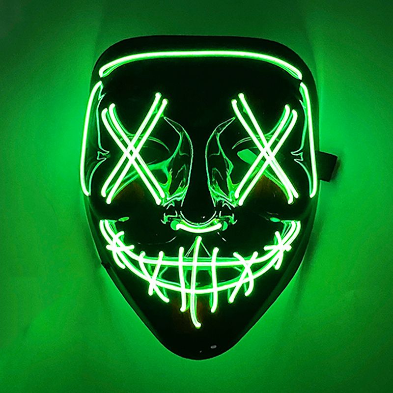 Glowing LED Mask with Neon Light Wireless Festival Costume Supplies for Halloween  Carnival