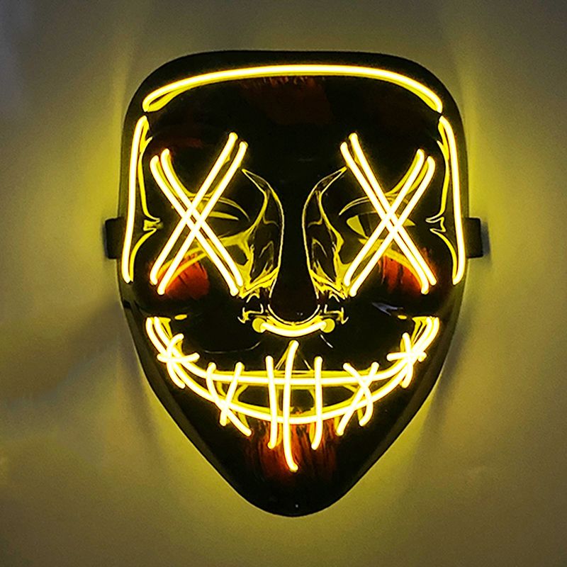 Glowing LED Mask with Neon Light Wireless Festival Costume Supplies for Halloween  Carnival