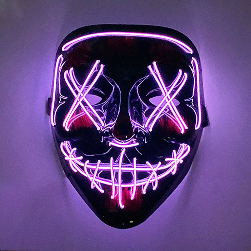 Glowing LED Mask with Neon Light Wireless Festival Costume Supplies for Halloween  Carnival