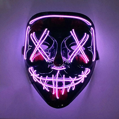 Glowing LED Mask with Neon Light Wireless Festival Costume Supplies for Halloween  Carnival