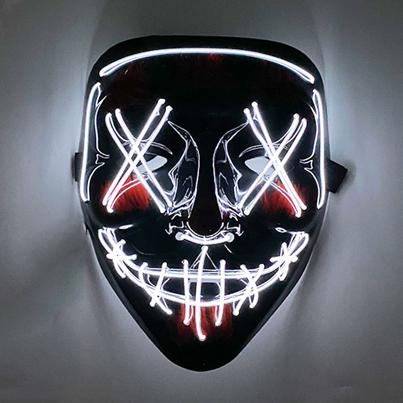 Glowing LED Mask with Neon Light Wireless Festival Costume Supplies for Halloween & Carnival