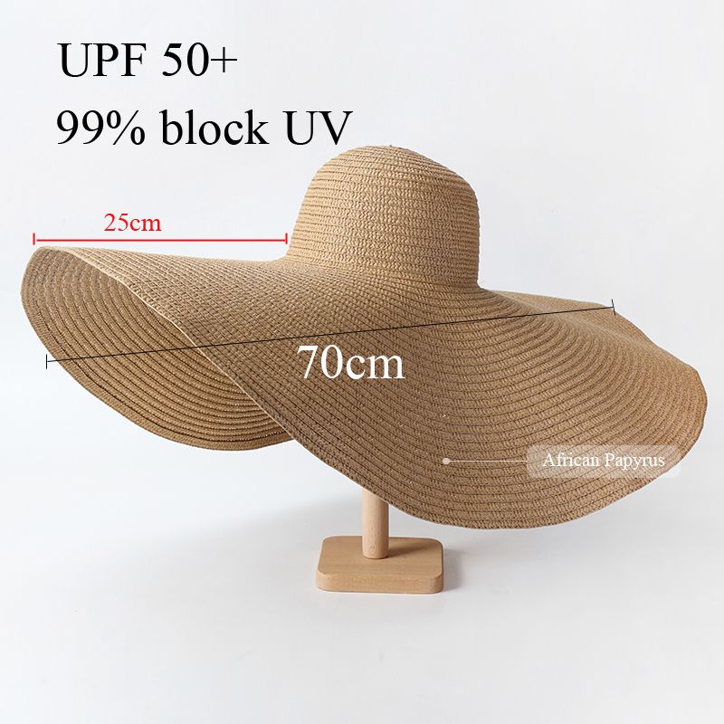 Women Summer UV Protection Beach Straw Hat Oversized Wide Brim Foldable Sun Hat for Travel  Outdoor