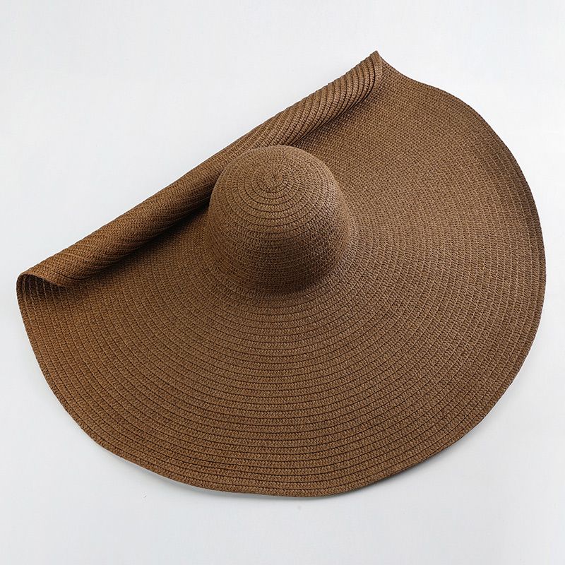 Women Summer UV Protection Beach Straw Hat Oversized Wide Brim Foldable Sun Hat for Travel  Outdoor