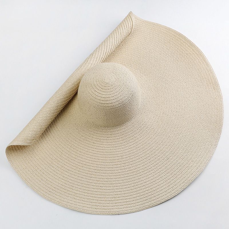 Women Summer UV Protection Beach Straw Hat Oversized Wide Brim Foldable Sun Hat for Travel  Outdoor