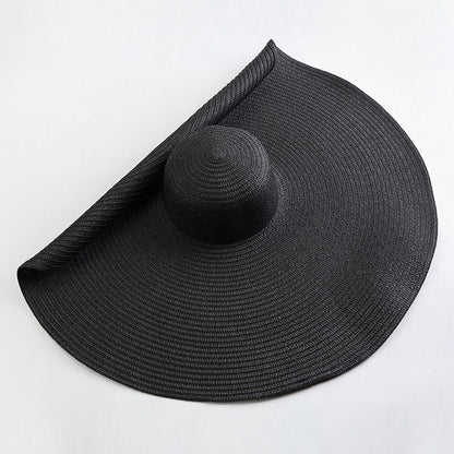 Women Summer UV Protection Beach Straw Hat Oversized Wide Brim Foldable Sun Hat for Travel  Outdoor