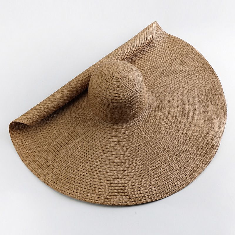 Women Summer UV Protection Beach Straw Hat Oversized Wide Brim Foldable Sun Hat for Travel  Outdoor