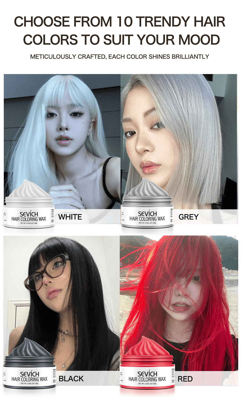 Temporary Hair Color Wax Easy to Wash DIY Hair Dye for Beards Eyebrows  Styling Dyed Mud