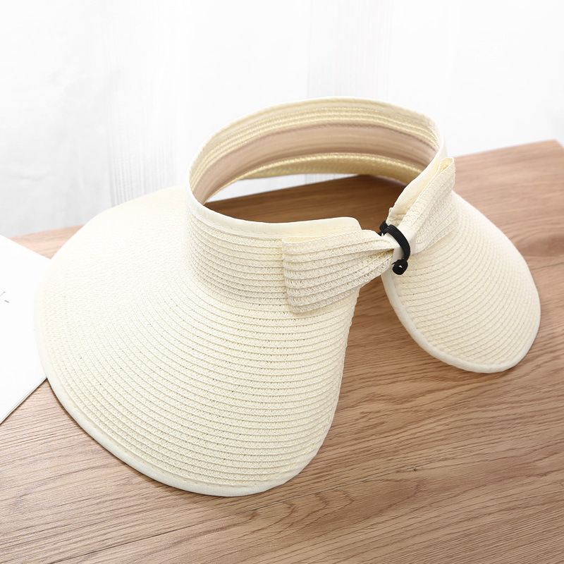 UV Protection Beach Straw Hat For Women Foldable Wide Brim Bowknot Visor Sun Hat For Travel  Summer 14