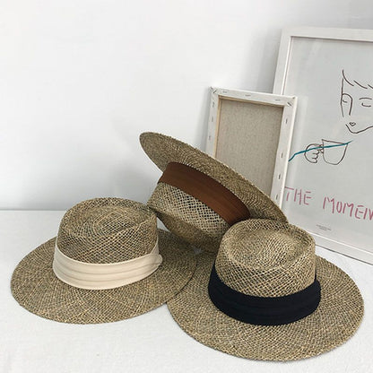 Women Summer Straw Beach Hat Fashionable UV Protection Panama Cap