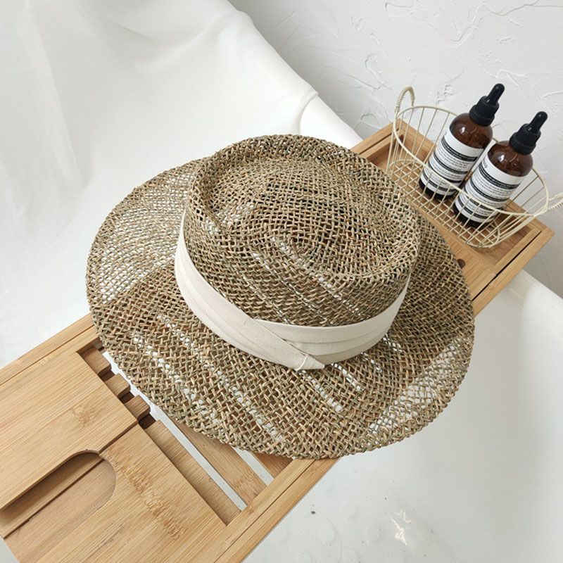 Women Summer Straw Beach Hat Fashionable UV Protection Panama Cap