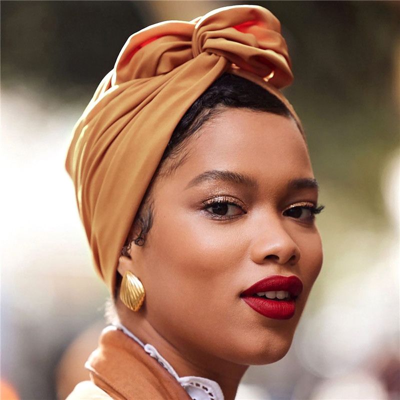 Elegant Turban Hat for Women Vintage Bandana Headband  Hair Cover Cap Ladies Head Wraps  Muslim H