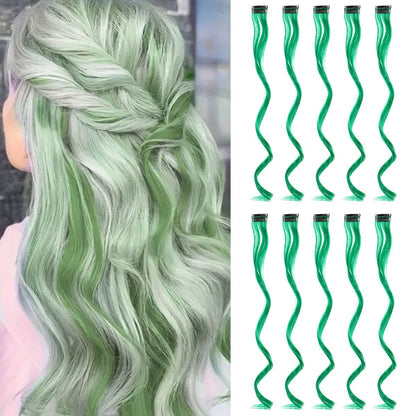 Colorful Curly Hair Extensions Synthetic Long Hairpiece for Girls Women  Kids Perfect Party Wig