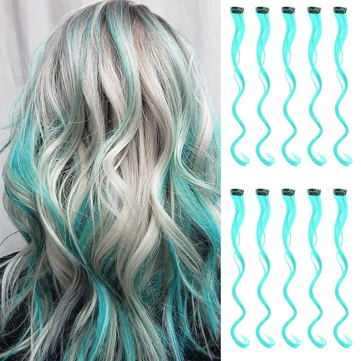 Colorful Curly Hair Extensions Synthetic Long Hairpiece for Girls Women  Kids Perfect Party Wig