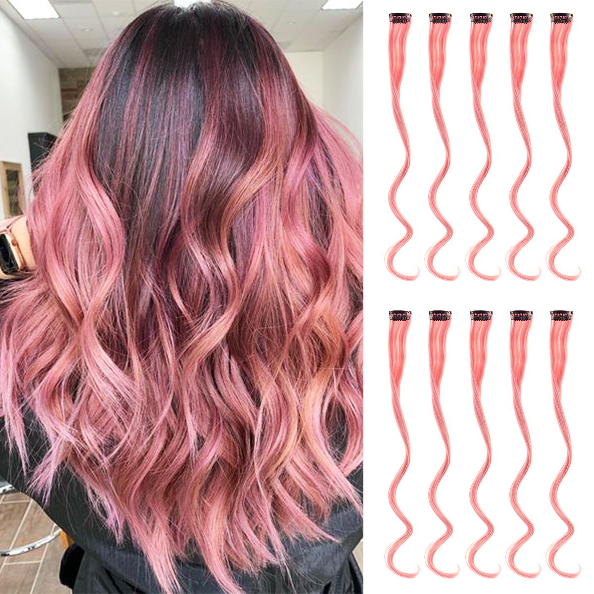 Colorful Curly Hair Extensions Synthetic Long Hairpiece for Girls Women  Kids Perfect Party Wig