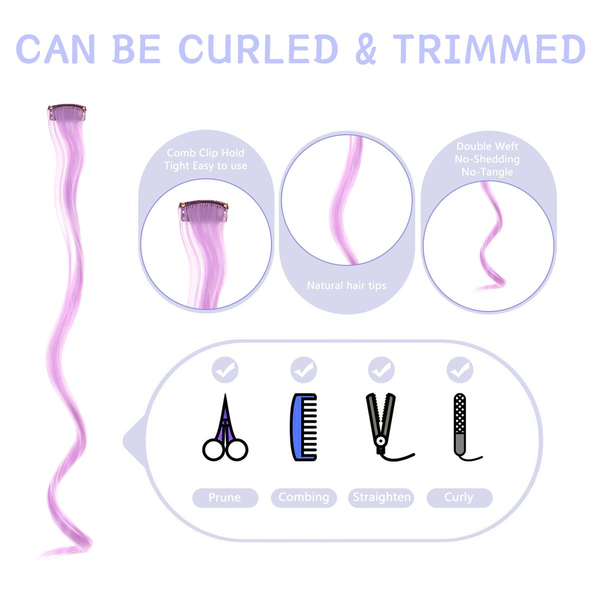 Colorful Curly Hair Extensions Synthetic Long Hairpiece for Girls Women  Kids Perfect Party Wig