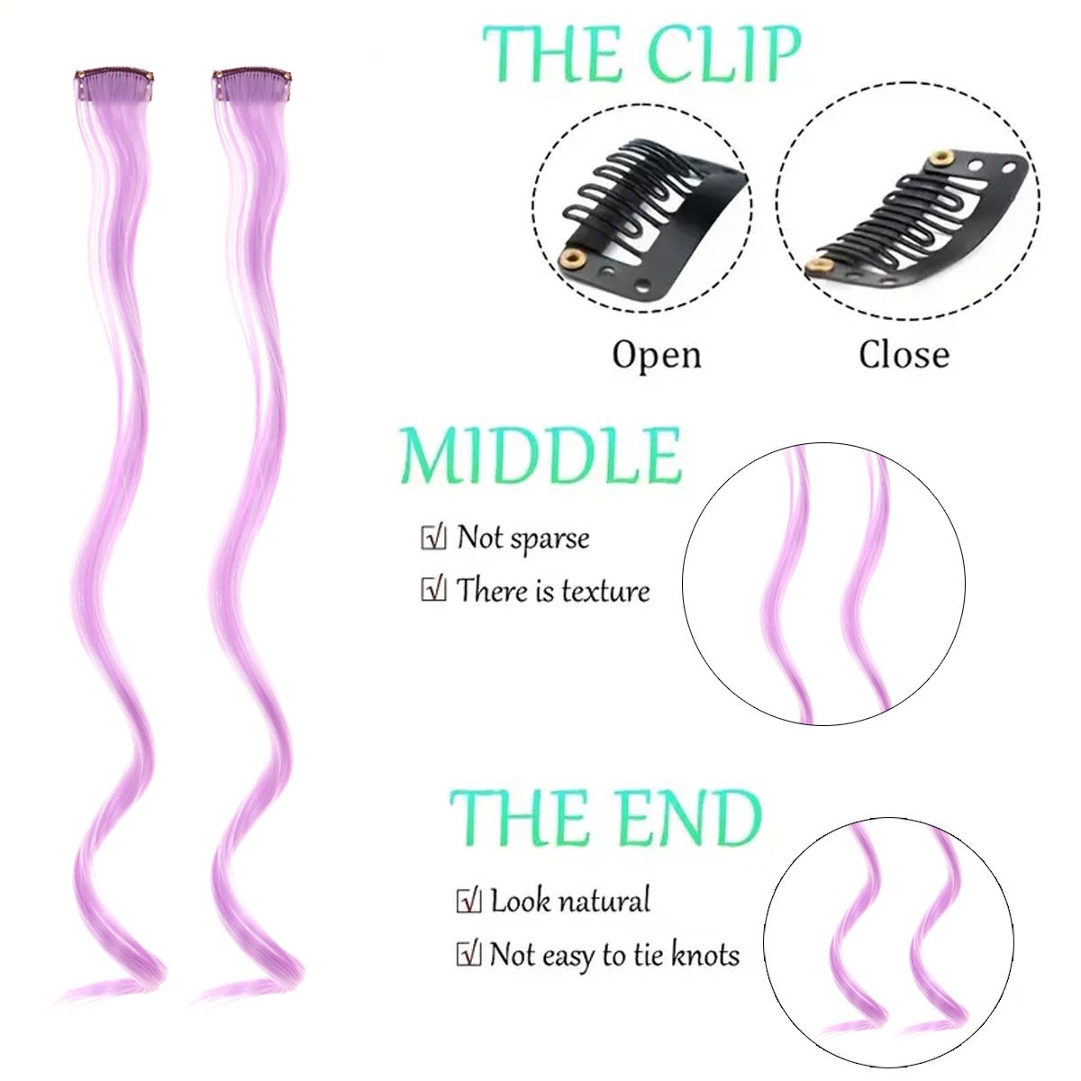 Colorful Curly Hair Extensions Synthetic Long Hairpiece for Girls Women  Kids Perfect Party Wig