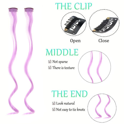 Colorful Curly Hair Extensions Synthetic Long Hairpiece for Girls Women  Kids Perfect Party Wig