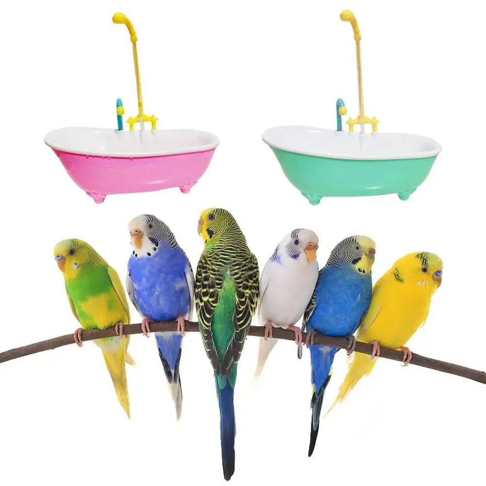Pet Bird Bath Paddling Pool Automatic Parrot Shower Bathtub With Cage Feeder Accessories  Summer To 6