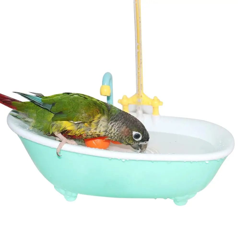 Pet Bird Bath Paddling Pool Automatic Parrot Shower Bathtub With Cage Feeder Accessories  Summer To 3
