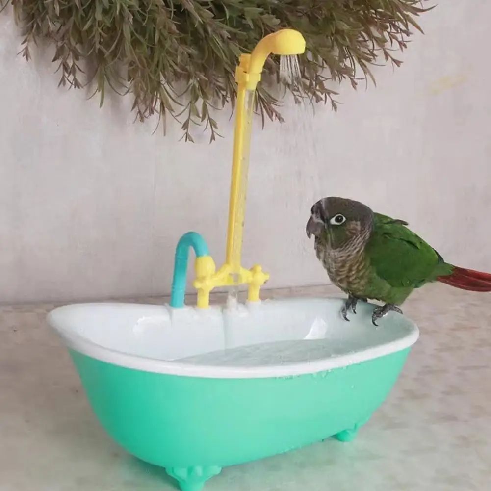 Pet Bird Bath Paddling Pool Automatic Parrot Shower Bathtub With Cage Feeder Accessories  Summer To 2