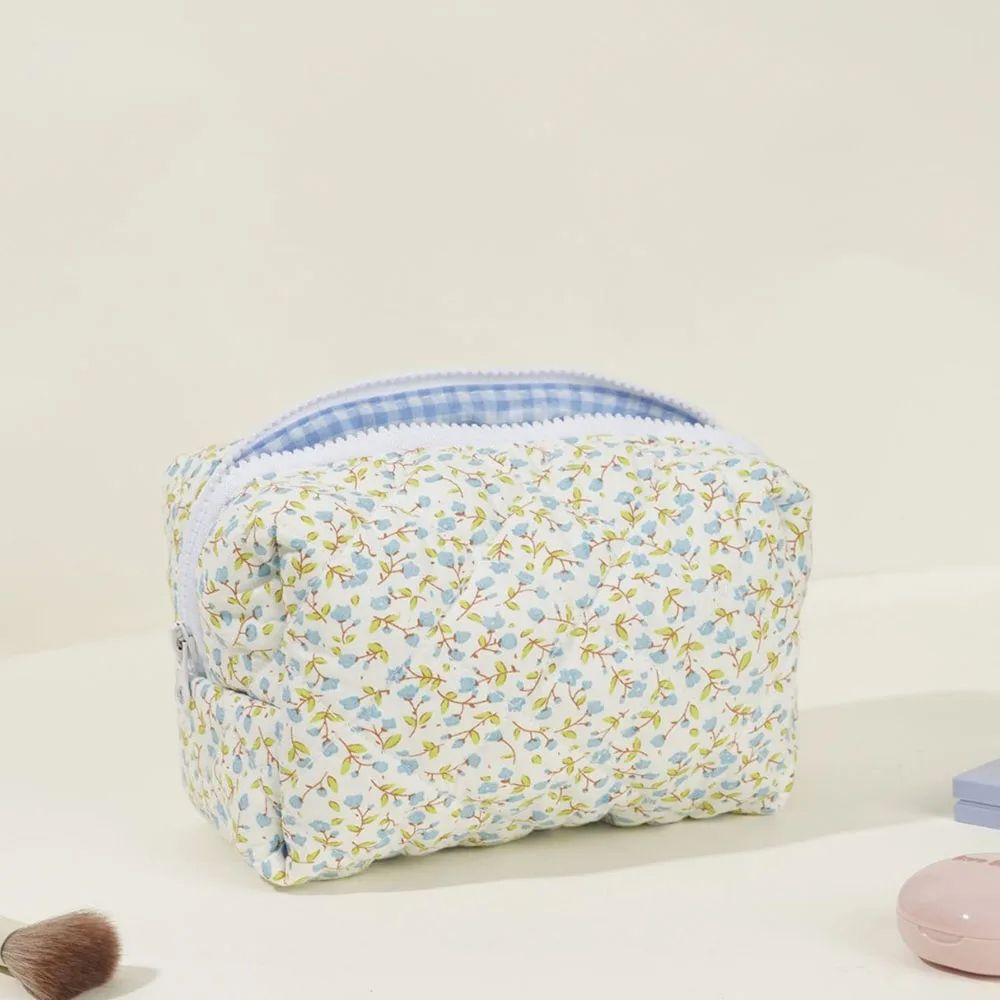 Floral Puffy Quilted Makeup Bag Large Travel Cosmetic Pouch With Storage Organizer Perfect For Make 5