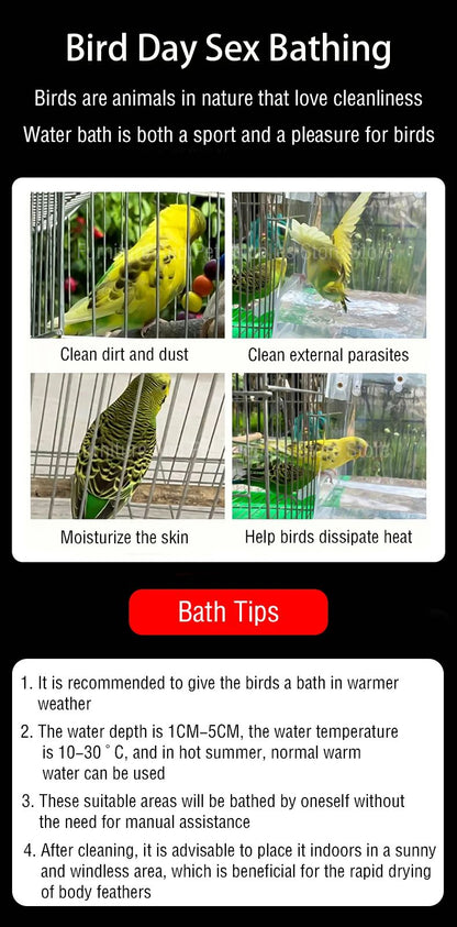 Parrot Bath Box  Parakeet Shower Caged Hanging Bird Bath For Canaries Budgerigars And Pet Birds 13