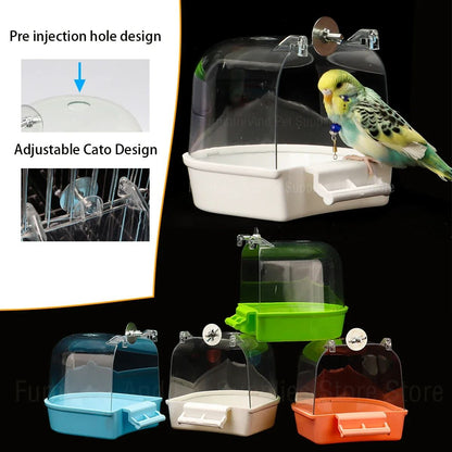 Parrot Bath Box  Parakeet Shower Caged Hanging Bird Bath For Canaries Budgerigars And Pet Birds 5