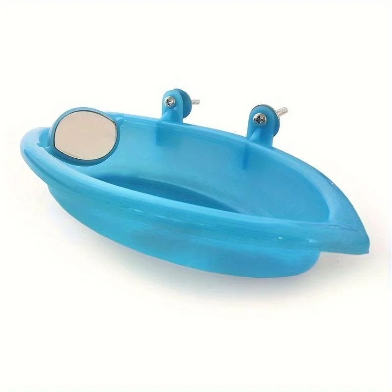 Hanging Bird Water Bath Tub With Mirror Durable Pet Cage Bathing Bowl For Parrots  Parakeets 7