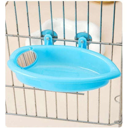 Hanging Bird Water Bath Tub With Mirror Durable Pet Cage Bathing Bowl For Parrots  Parakeets 4